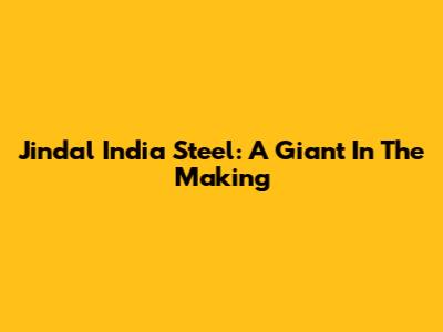 Jindal India Steel: A Giant In The Making