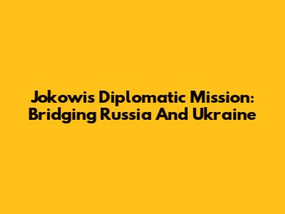 Jokowi's Diplomatic Mission: Bridging Russia And Ukraine