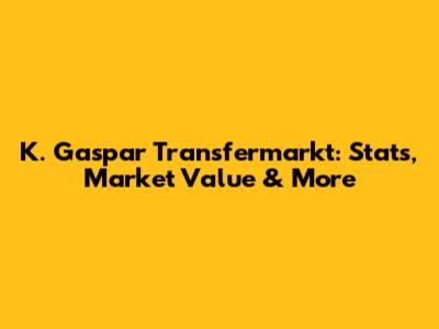 K. Gaspar Transfermarkt: Stats, Market Value & More