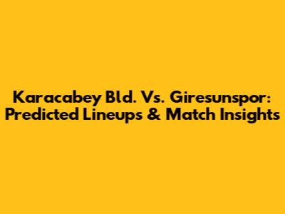 Karacabey Bld. Vs. Giresunspor: Predicted Lineups & Match Insights