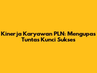 Kinerja Karyawan PLN: Mengupas Tuntas Kunci Sukses