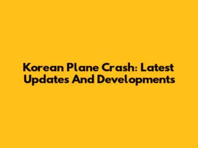 Korean Plane Crash: Latest Updates And Developments