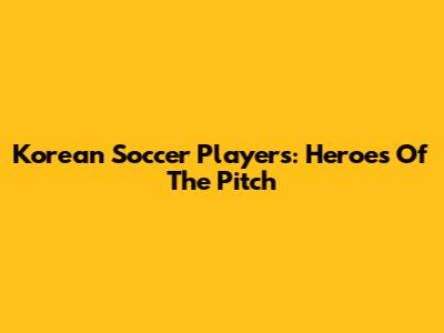 Korean Soccer Players: Heroes Of The Pitch