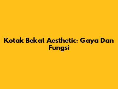 Kotak Bekal Aesthetic: Gaya Dan Fungsi