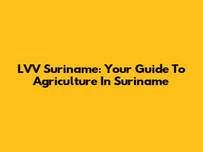 LVV Suriname: Your Guide To Agriculture In Suriname