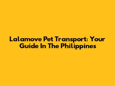 Lalamove Pet Transport: Your Guide In The Philippines
