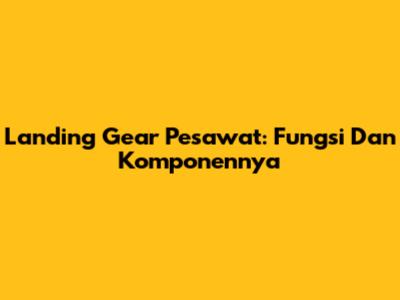 Landing Gear Pesawat: Fungsi Dan Komponennya