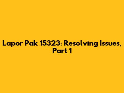 Lapor Pak 15323: Resolving Issues, Part 1