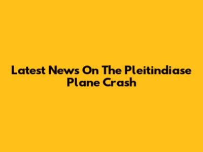 Latest News On The Pleitindiase Plane Crash
