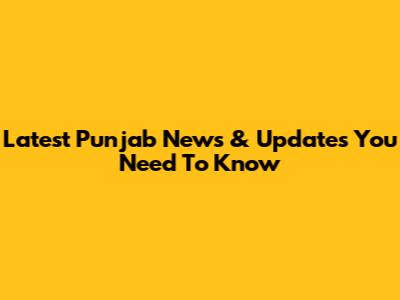 Latest Punjab News & Updates You Need To Know