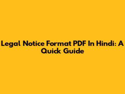 Legal Notice Format PDF In Hindi: A Quick Guide