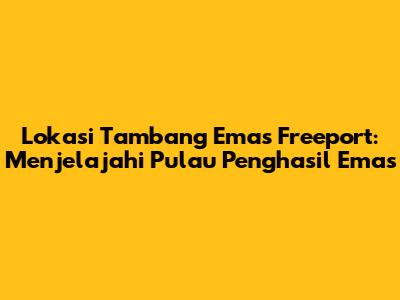 Lokasi Tambang Emas Freeport: Menjelajahi Pulau Penghasil Emas