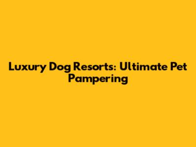 Luxury Dog Resorts: Ultimate Pet Pampering