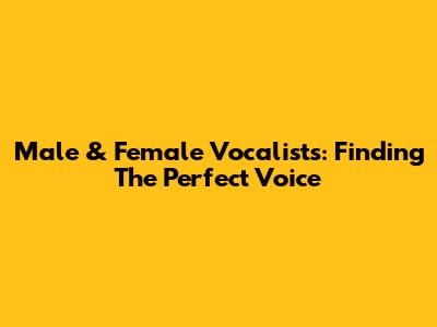 Male & Female Vocalists: Finding The Perfect Voice