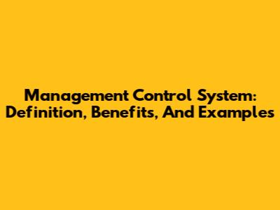 Management Control System: Definition, Benefits, And Examples
