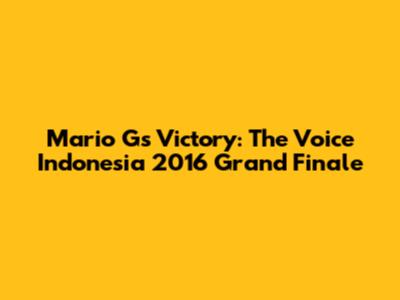 Mario G's Victory: The Voice Indonesia 2016 Grand Finale