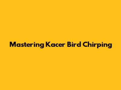 Mastering Kacer Bird Chirping