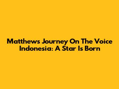 Matthew's Journey On The Voice Indonesia: A Star Is Born