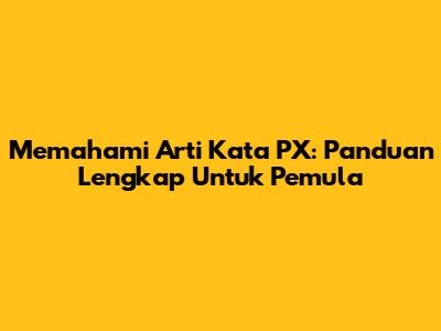 Memahami Arti Kata PX: Panduan Lengkap Untuk Pemula