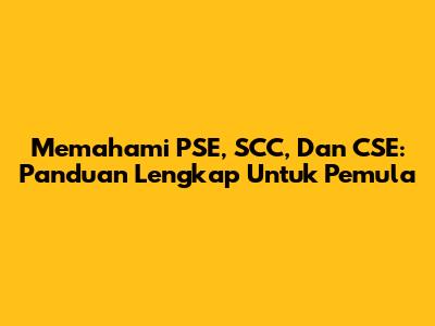 Memahami PSE, SCC, Dan CSE: Panduan Lengkap Untuk Pemula