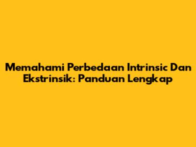 Memahami Perbedaan Intrinsic Dan Ekstrinsik: Panduan Lengkap
