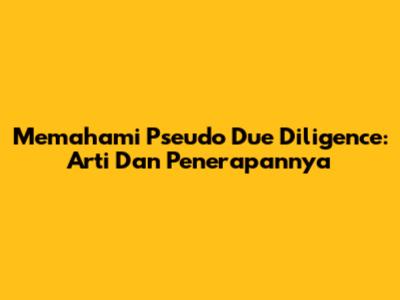 Memahami Pseudo Due Diligence: Arti Dan Penerapannya