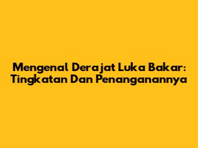 Mengenal Derajat Luka Bakar: Tingkatan Dan Penanganannya