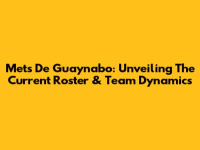 Mets De Guaynabo: Unveiling The Current Roster & Team Dynamics