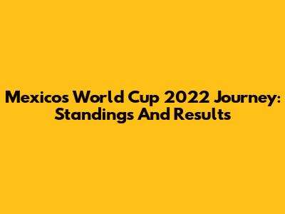 Mexico's World Cup 2022 Journey: Standings And Results