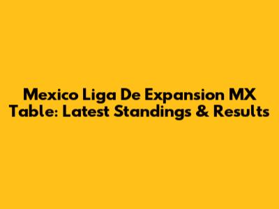 Mexico Liga De Expansion MX Table: Latest Standings & Results