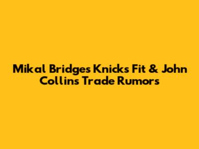 Mikal Bridges' Knicks Fit & John Collins Trade Rumors