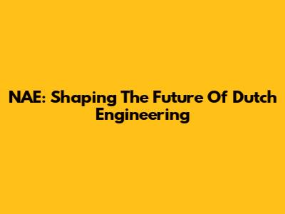 NAE: Shaping The Future Of Dutch Engineering