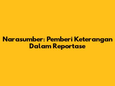 Narasumber: Pemberi Keterangan Dalam Reportase