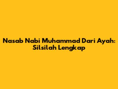 Nasab Nabi Muhammad Dari Ayah: Silsilah Lengkap
