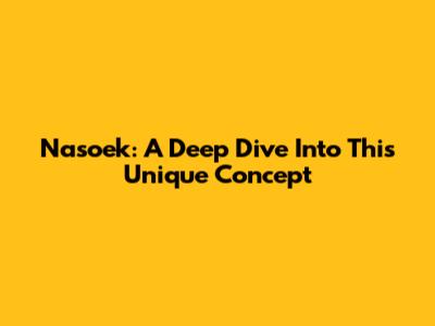 Nasoek: A Deep Dive Into This Unique Concept