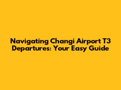 Navigating Changi Airport T3 Departures: Your Easy Guide