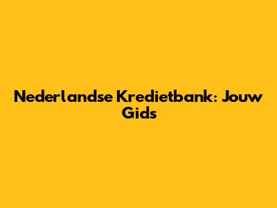 Nederlandse Kredietbank: Jouw Gids