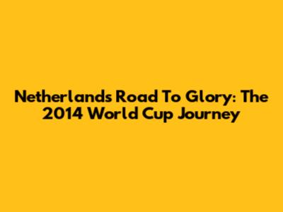 Netherlands' Road To Glory: The 2014 World Cup Journey