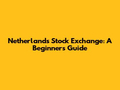 Netherlands Stock Exchange: A Beginner's Guide