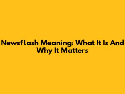 Newsflash Meaning: What It Is And Why It Matters