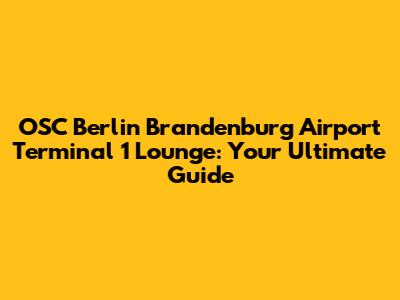 OSC Berlin Brandenburg Airport Terminal 1 Lounge: Your Ultimate Guide
