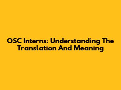 OSC Interns: Understanding The Translation And Meaning