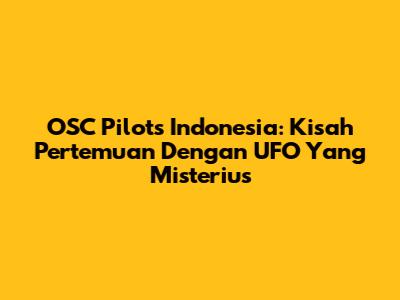 OSC Pilots Indonesia: Kisah Pertemuan Dengan UFO Yang Misterius