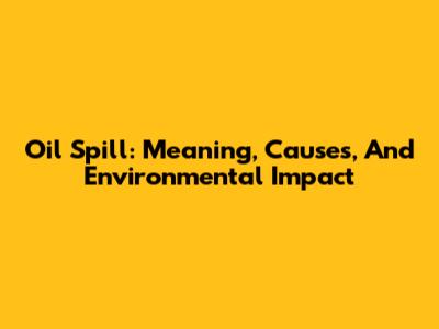 Oil Spill: Meaning, Causes, And Environmental Impact