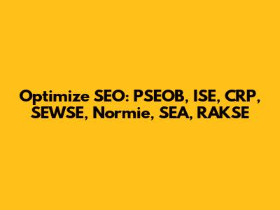 Optimize SEO: PSEOB, ISE, CRP, SEWSE, Normie, SEA, RAKSE