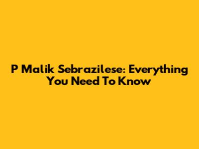 P Malik Sebrazilese: Everything You Need To Know