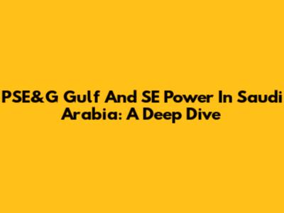 PSE&G Gulf And SE Power In Saudi Arabia: A Deep Dive
