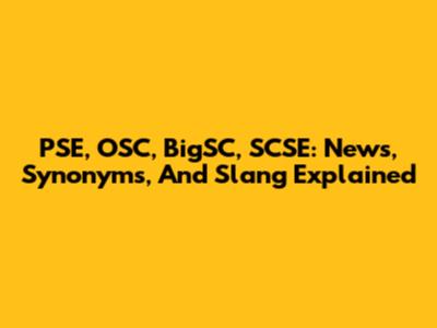 PSE, OSC, BigSC, SCSE: News, Synonyms, And Slang Explained