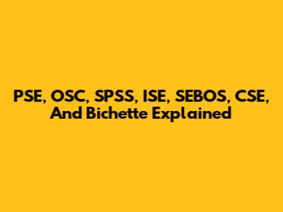 PSE, OSC, SPSS, ISE, SEBOS, CSE, And Bichette Explained