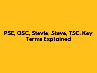 PSE, OSC, Stevie, Steve, TSC: Key Terms Explained